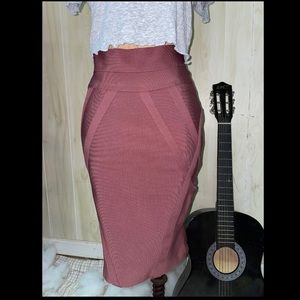 High Waisted Skin Tight Pencil Skirt (Burgundy)